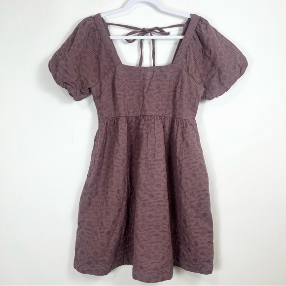 Madewell Floral Quilted Puff-Sleeve Mini Dress in Fig Purple Size Small NWT - Picture 5 of 14